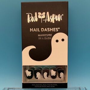 Red Aspen Black and White Ghost 👻 Press-On Nails